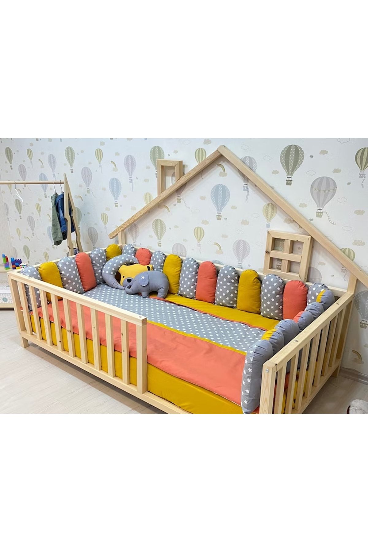 Pencereli Model Montessori Karyola - Masif Ahşap Karyola - Montessori Çocuk Ve Bebek Yatak tree110