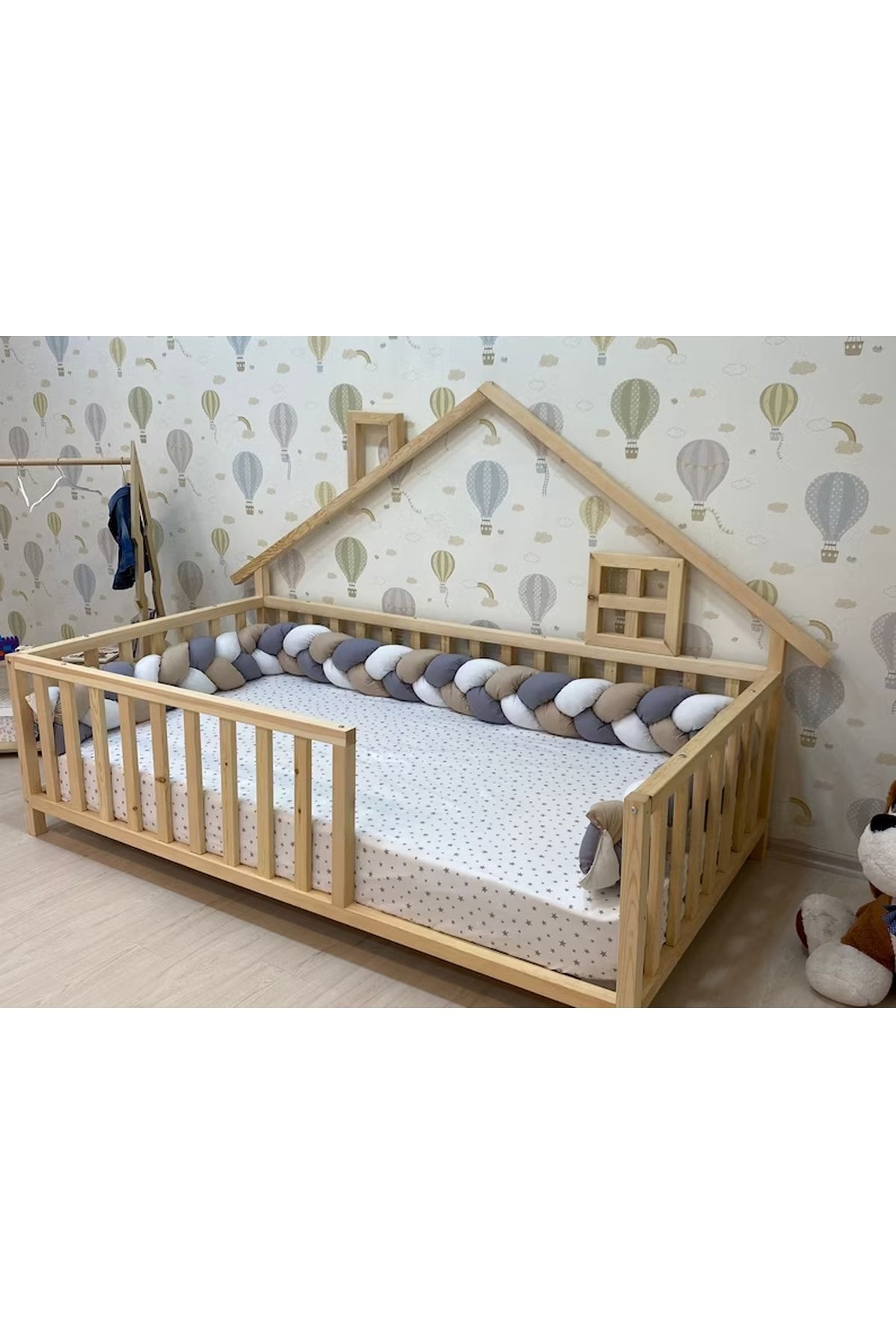 Pencereli Model Montessori Karyola - Masif Ahşap Karyola - Montessori Çocuk Ve Bebek Yatak tree110