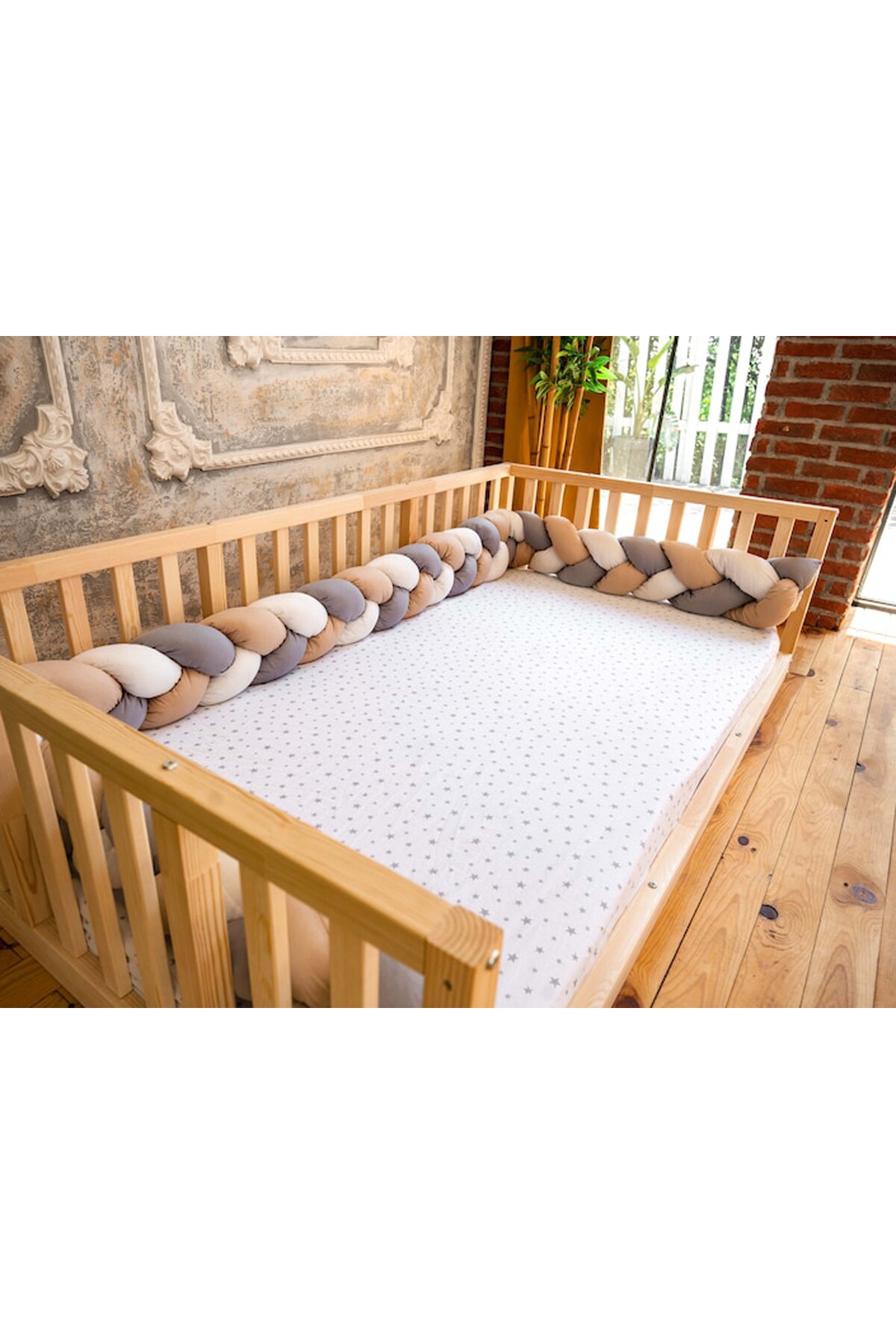 Önü açık doğal ahşap Montessori Ahşap Karyola - Montessori Yatak - Montessori Karyola - tree-123