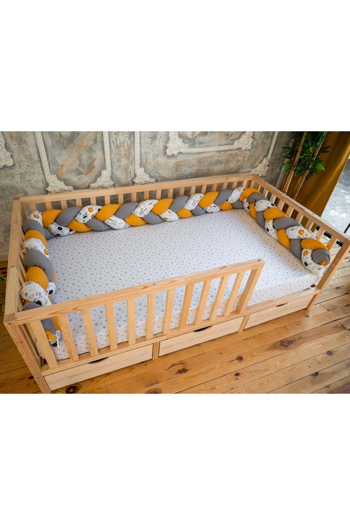 3 çekmeceli  Montessori Ahşap Karyola - Montessori Yatak - Montessori Karyola -  -tree117